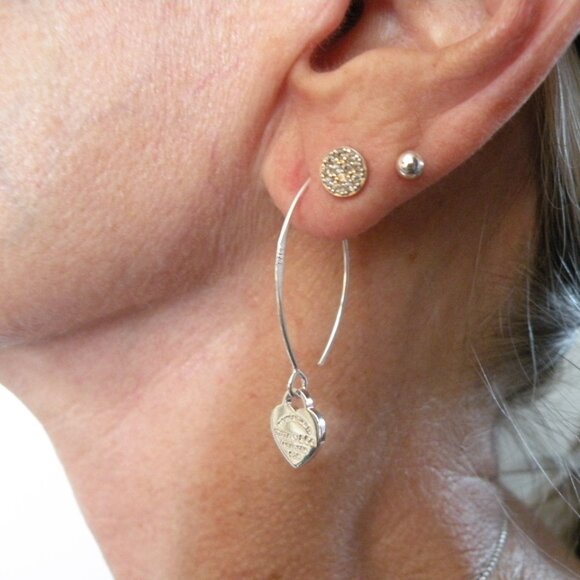 NEW Mini Heart Hook Earrings Return to Tiffany & Co Solid 925 Sterling Silver - Picture 5 of 15